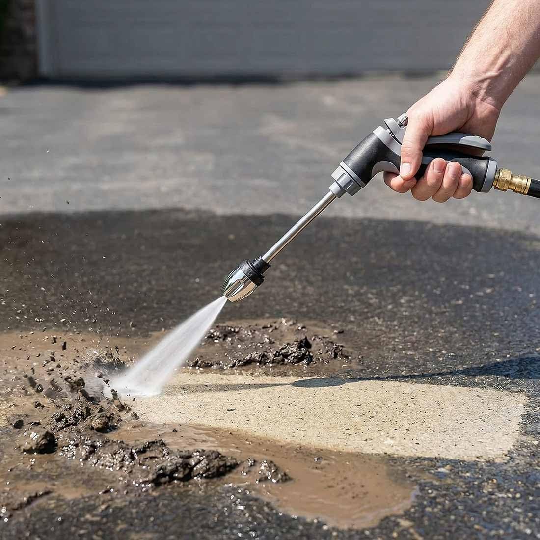 Idropulitrice, pistola ad acqua ad alta pressione, spruzzatore regolabile, pulitore in acciaio inox per lavaggio auto, patio, vialetto e terrazze, strumento di pulizia efficiente