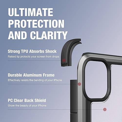 Miniatura 4 de RAPTIC Shield - Funda protectora transparente, a prueba de golpes para iPhone 1314, prueba de caídas militares de 10 pies, marco de aluminio