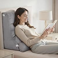 Vista 1 de 2PCS Reading Backrest Pillow Set,Soft FleeceLike,22''x24'' Bed Rest Pillow w/Removable Washable Cover,for Sit/Sleep,Leg/Back Support,Acid