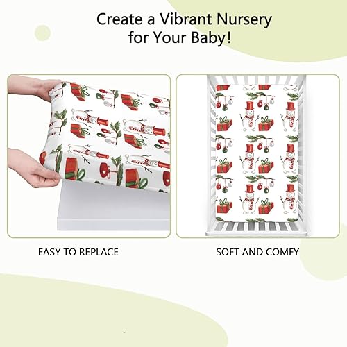Miniatura 6 de Sábana bajera ajustable con temática de Navidad sábana bajera estándar para cuna suave y elástica sábana bajera para cuna sábana de colchón para