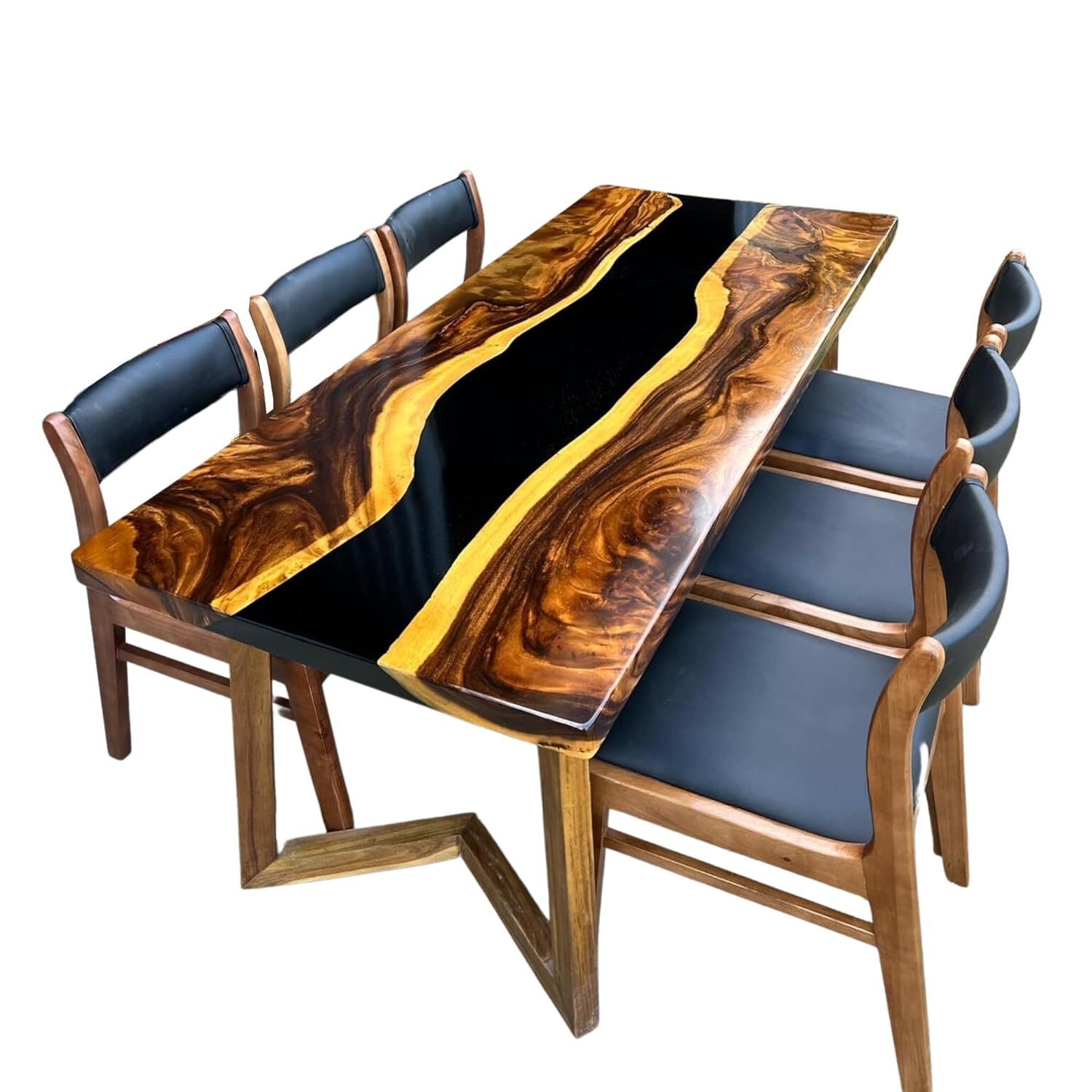 Live Edge Ocean Epoxy Resin Black River Table Epoxy Coffee Sofa Center Epoxy River Art Resin Custom Craft