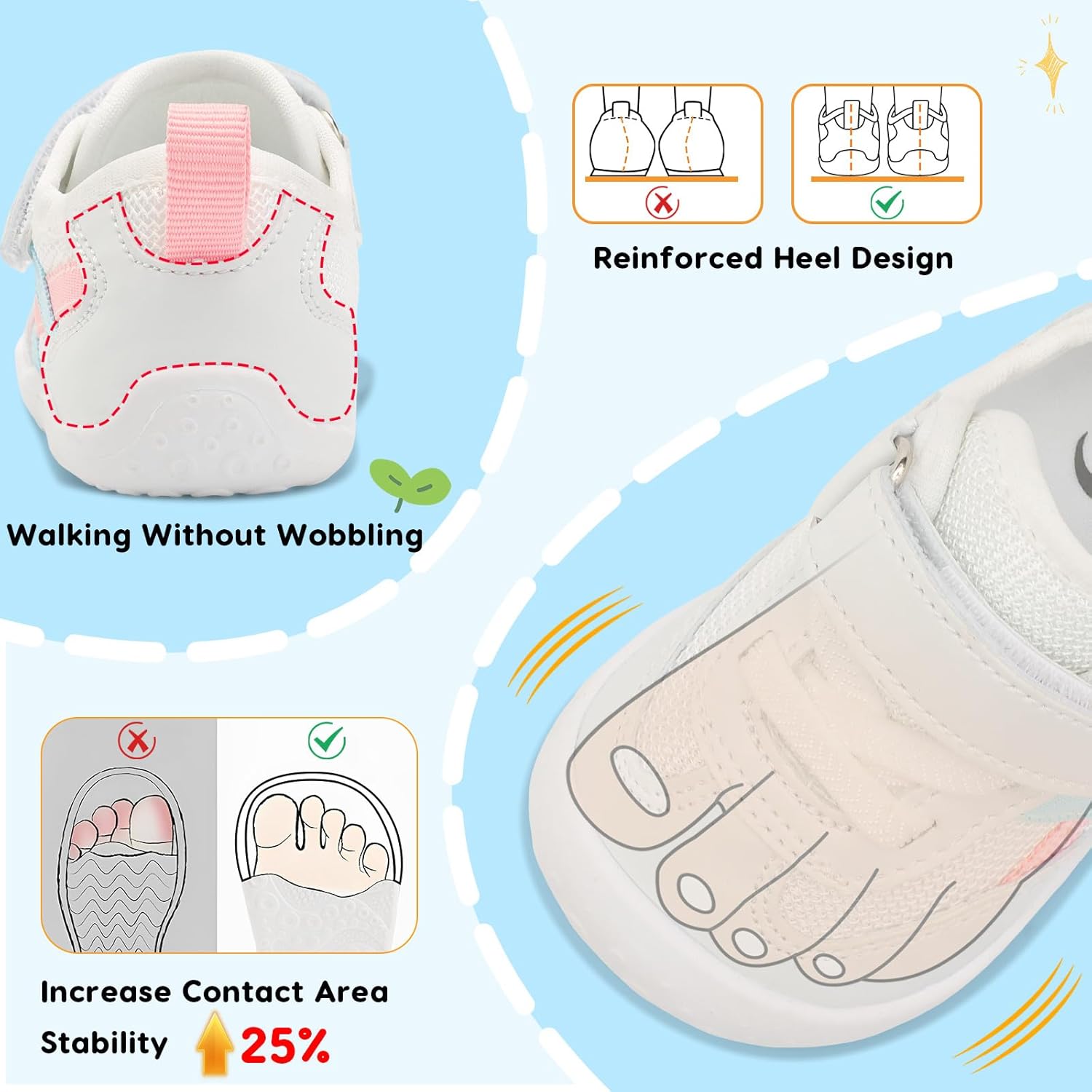 Scurtain Baby Shoes Boy Girl First Walking Shoe Infant Crib Breathable Sneakers Lightweight Barefoot Shoes for Babies - Image 4