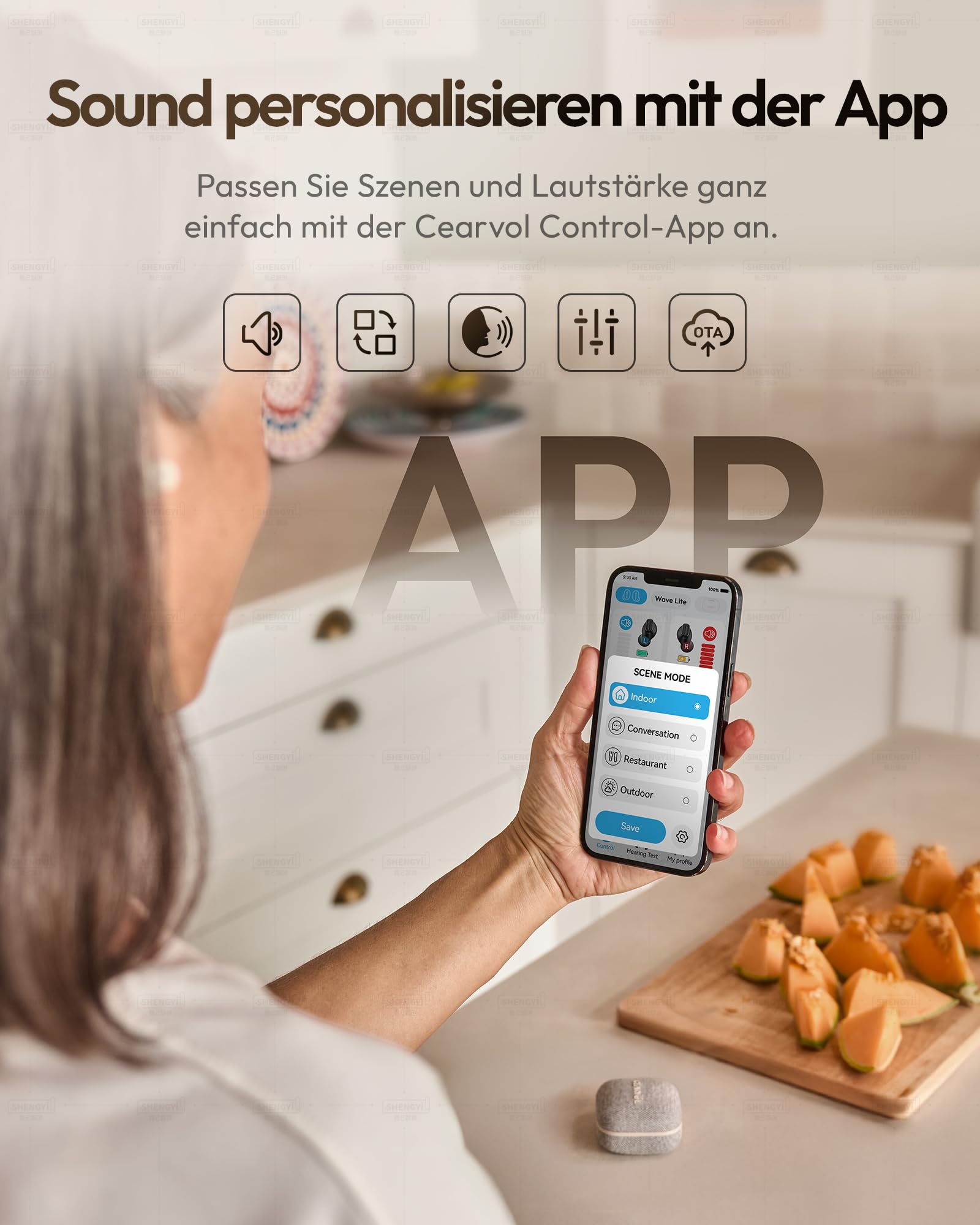 Wave Lite Soundgerät für Senioren, bis zu 40 dB Verstärkung, DNN/KI Sprachfokus, AFC gegen Rückkopplung, Bluetooth Dual, AUX-IN für TV & Alltag (Polarstern)