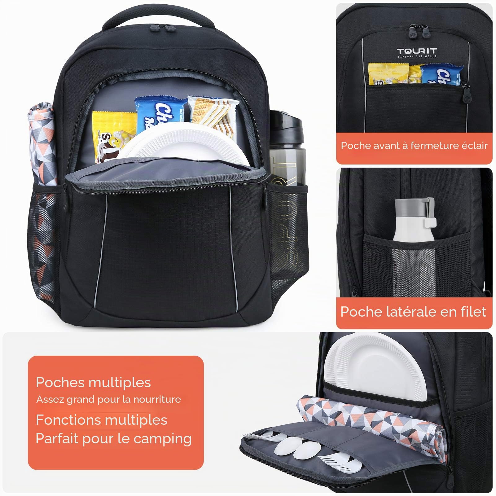 TOURIT Sac à Dos Isotherme isolé 25 canettes Sac Isotherme léger Sac à Dos étanche avec glacière pour Hommes Femmes au Travail, Pique-Nique, randonnée, Camping, Plage, Parc Excursions d'une journée
