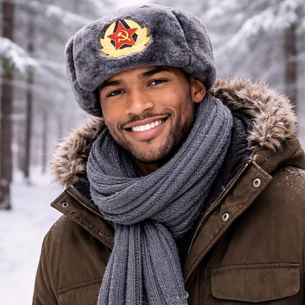Chapeau Ushanka Hiver Chapka Homme Badge Soviétique Ushanka Hommes