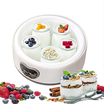 Yogurt Maker, Probiotic Yogurt Maker, Automatic Digital Yoghurt Maker Machine with 5 glass Jars & 1.2L Stainless Steel Inner, Homemade Yogurt Maker for Home, Healthier More Nutritious