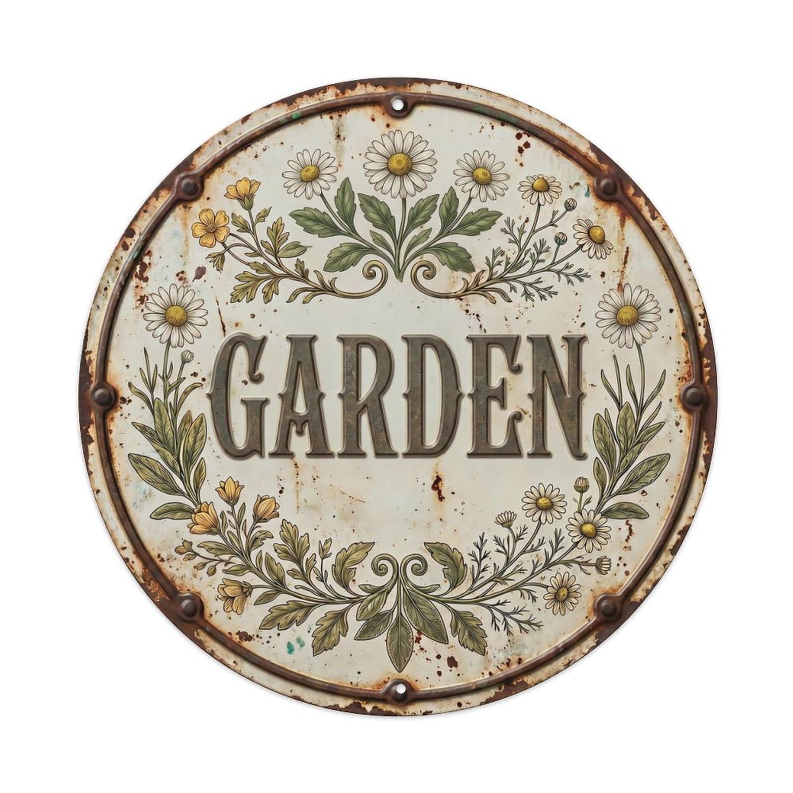 Garden Daisy Botanical Floral Outdoor Label Metal Tin Sign