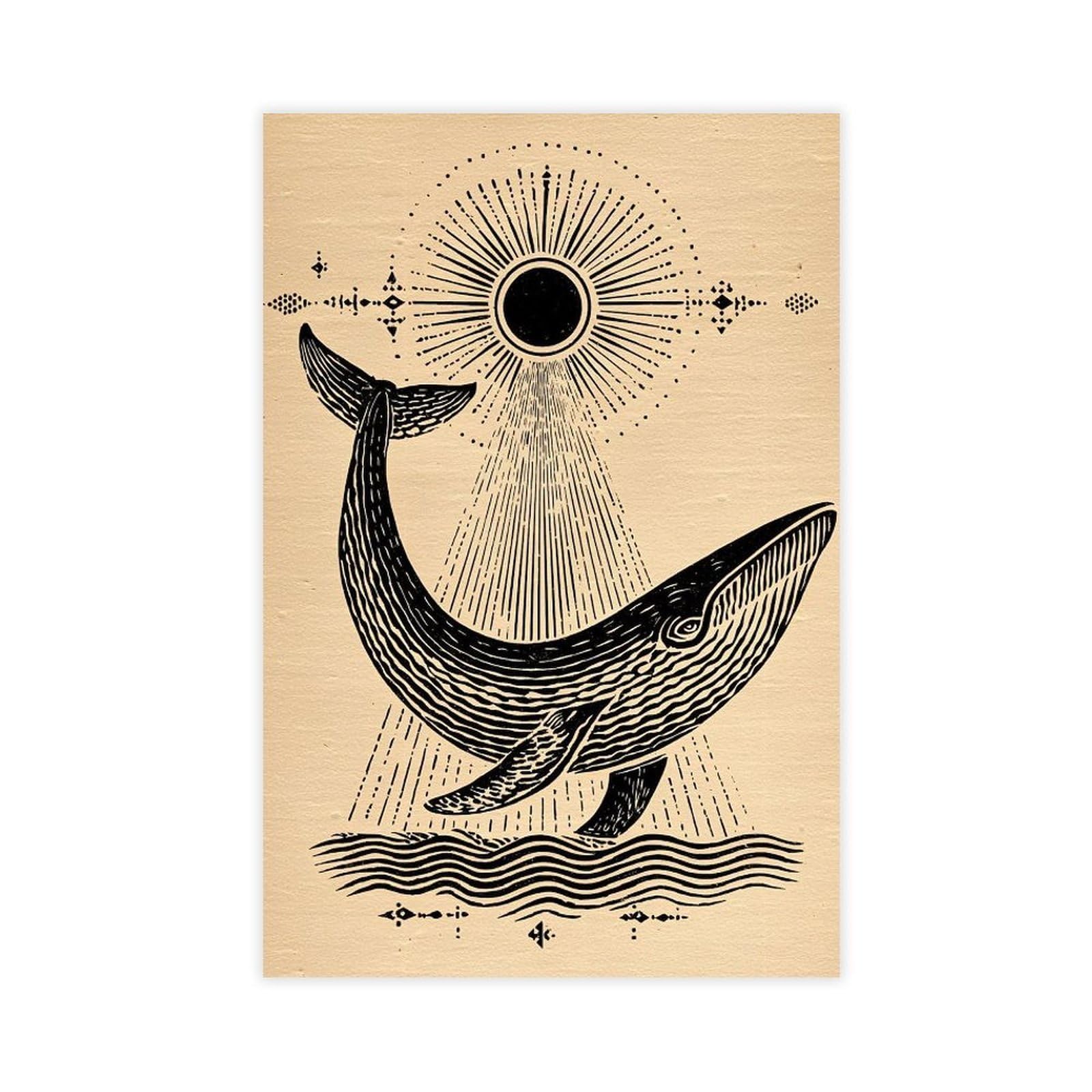 Jfecth Unframe-Style Whale Cosmic Sun Poster Canvas Poster For Living Room Decor Gift