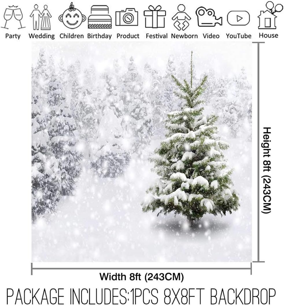 40% Off Discount Allenjoy 8x8ft Fabric Christmas Eve Winter Snowy Backdrop Party Supplies for Xmas New Year Decorations Children 1st First Birthday Baby Shower Photo Booth Shoot Studio Portrait Prop Photoshoot Favors
