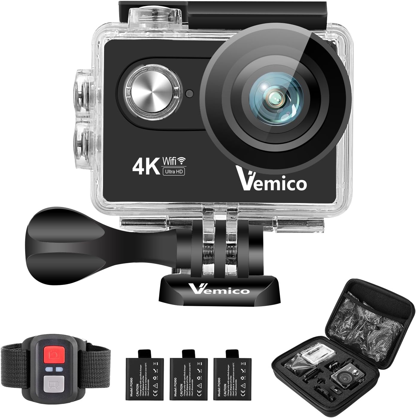 Amazon Co Jp Vemico アクションカメラ 4k カメラ 防水 ウェアラブルカメラ バイクカメラ Wifi搭載 アクションカム 1600万画素 2インチ液晶画面 170度広角 40m防水 スポーツカメラ バイクや自転車 カート 車に取り付け可能 三つ充電式バッテリー リモコン付き 家電 カメラ