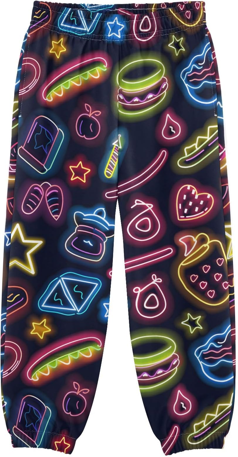 Seamless Pattern with American Neon Stickers Boys Pant Sweatpants Workout Joggers Pants Size 3-10