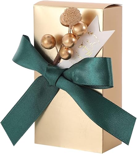 Paquete de 50 cajas de regalo de papel dorado brillante para despedida de soltera, baby shower, caja de embalaje de dulces pequeña caja de regalos