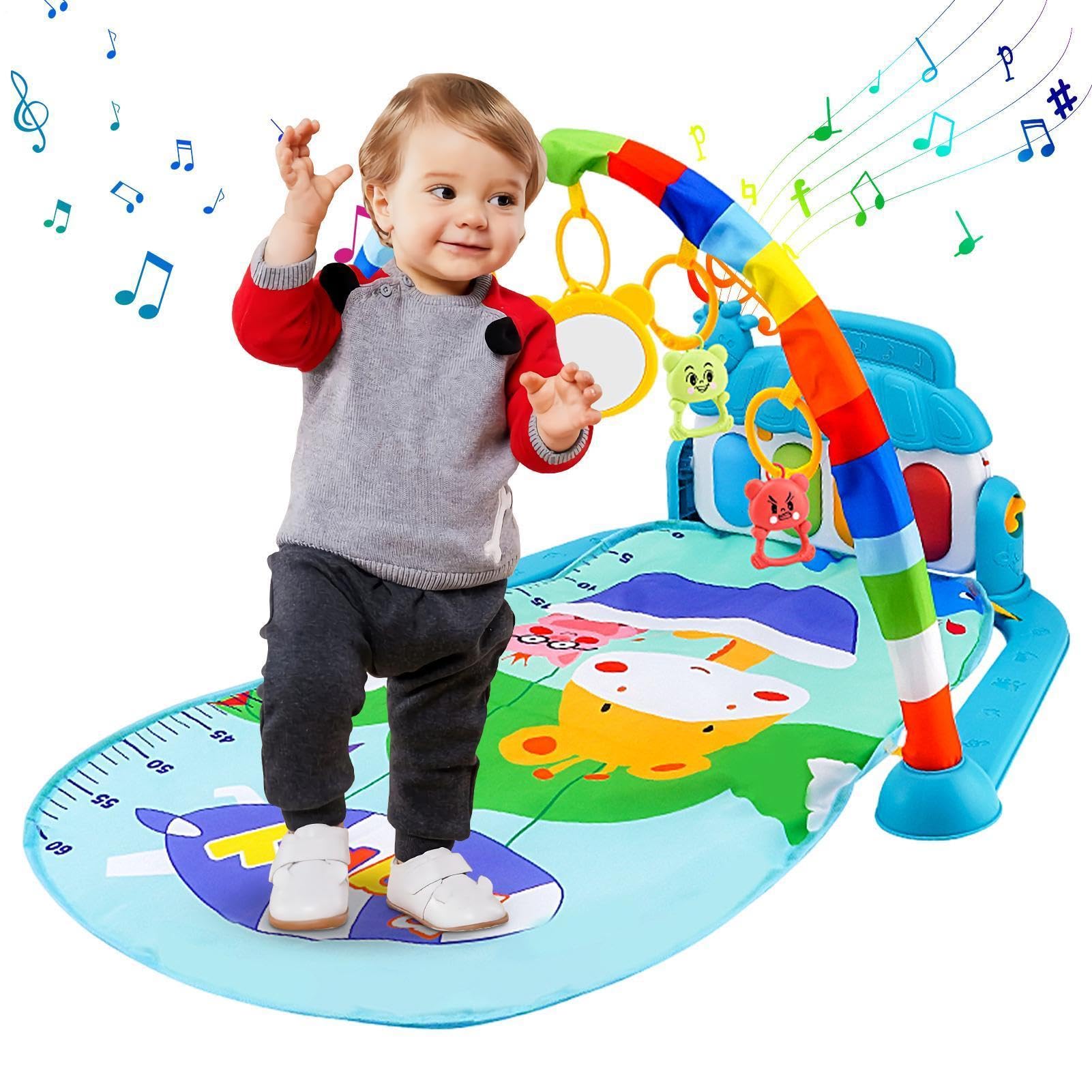 Palestra per bambini,5 tappetini in-1 con giocattoli colorati e musica - Tappetino antiscivolo per giocare a pancia in giù, tappetino per attività al pianoforte per bambini appena nati di 3-6-12 , esp
