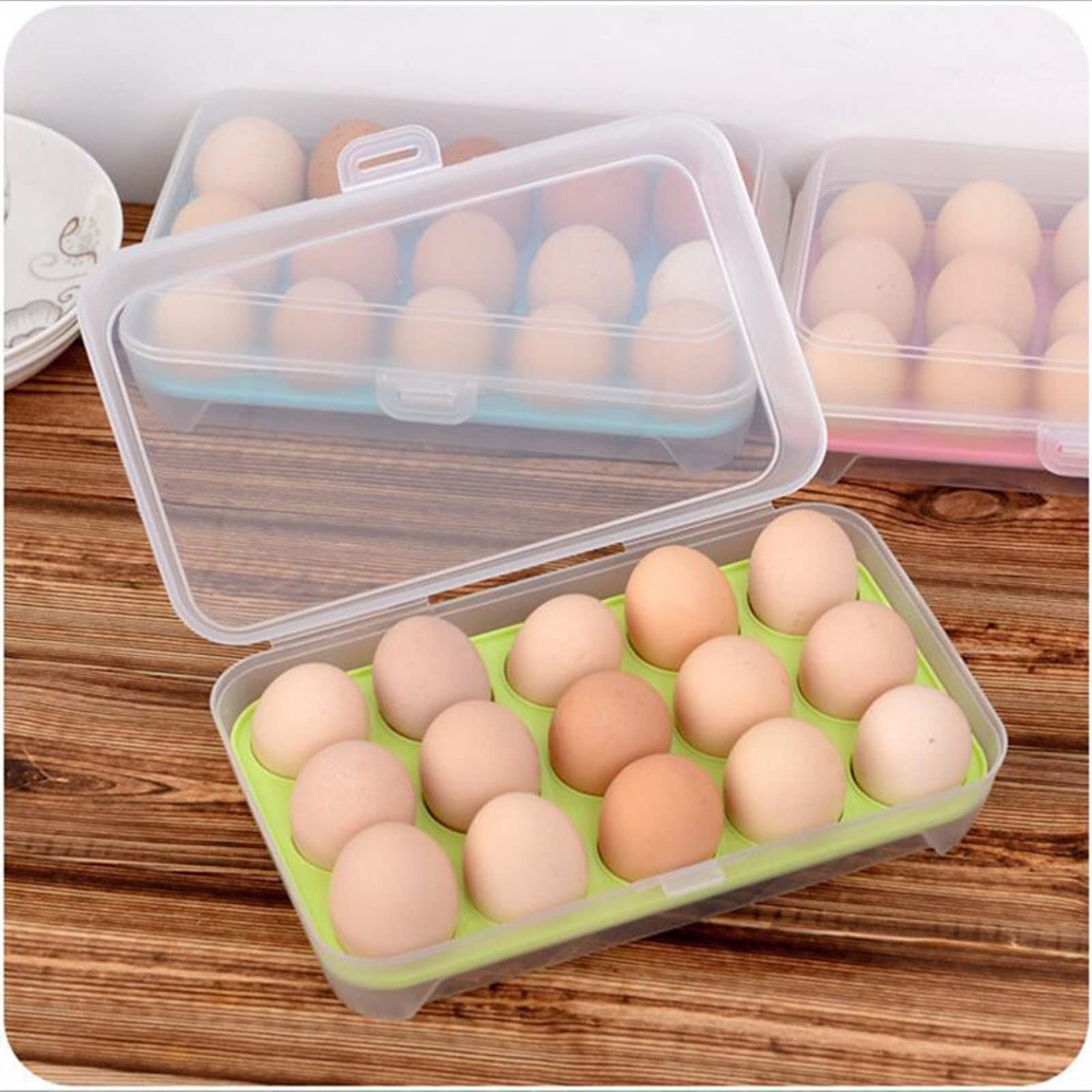 Cubo de Huevos para refrigerador, Caja de Almacenamiento con Soporte para Huevos de 15 Rejillas para Puerta de refrigerador, contenedor de cajón de Huevos de Cocina
