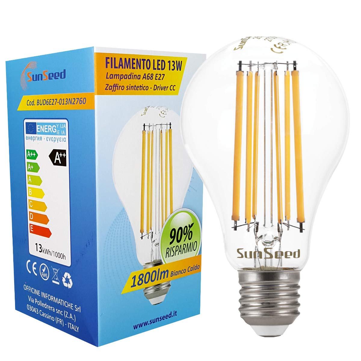SUNSEED 10x Glühfaden LED classic Lampe E27 13W ersetzt 115W Warmweiß 2700K