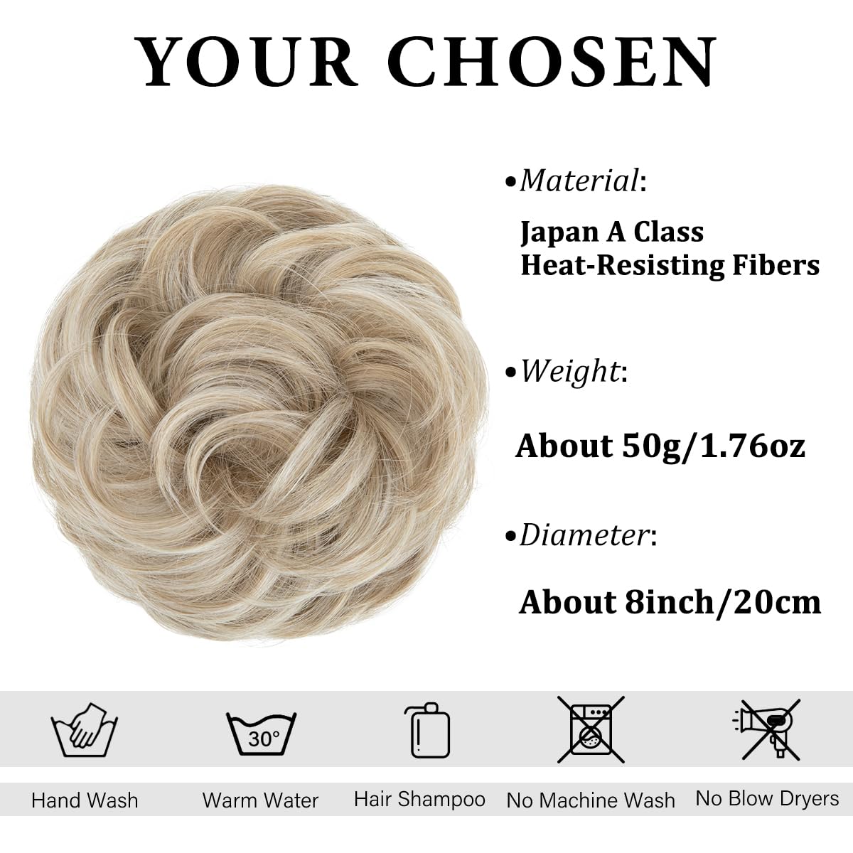 SARLA Messy Bun Hair Piece for Womens Synthetic Scrunchies Buns Extension Hairpieces Updo Pony Tail Ivory Grey - Image 2