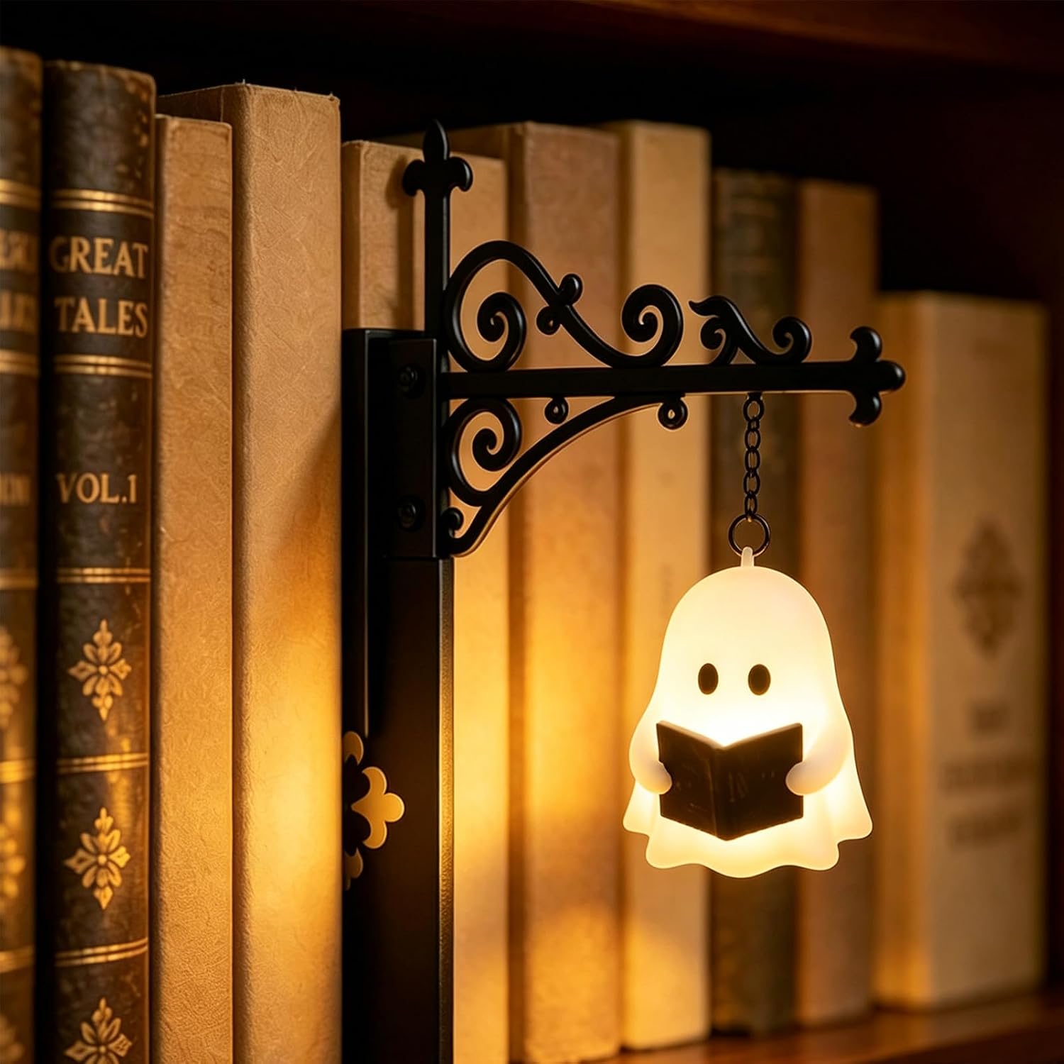 Library Lantern Vintage Miniature Street Lamp Book Nook Light, Ghost