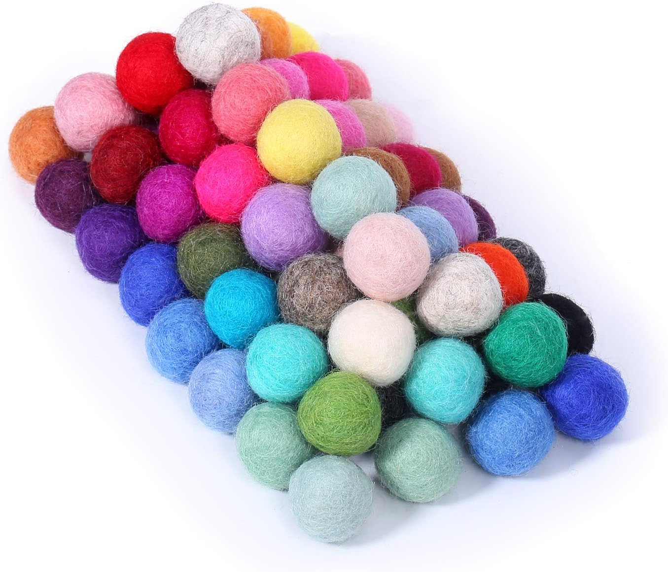 105PCS Christmas Wool Felt Balls 100% Assorted Color Pure Wool Pom Poms Wool Beads Bulk for Craft & Christmas Decorations Gifts 2CM