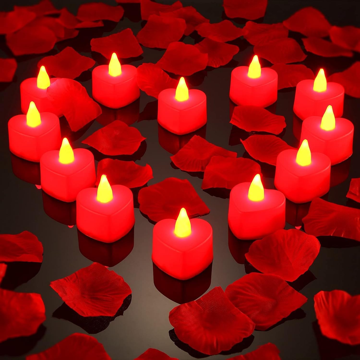 Jamboree!!! 12 Pieces Red Heart Shape LED Tealight Candles Love LED Candles(12Pcs)-image-23