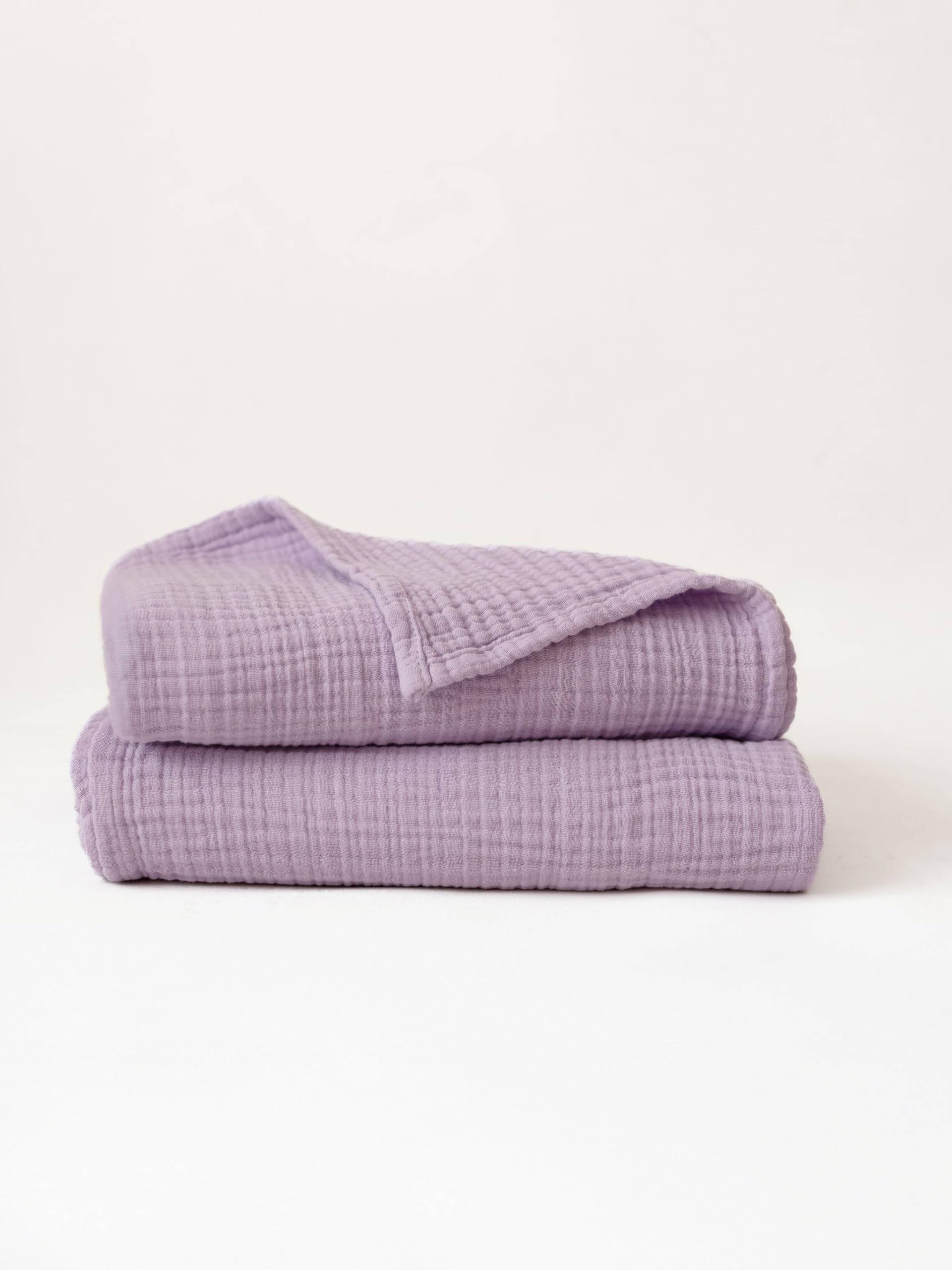 Viva Maison Muslin Bath Towels Pack of 2-32"x67" Inch Large Size, 100% Turkish Cotton, Thin, Soft, Quick-Dry, Lint-Free, Muslin Bathroom Towels (Lilac