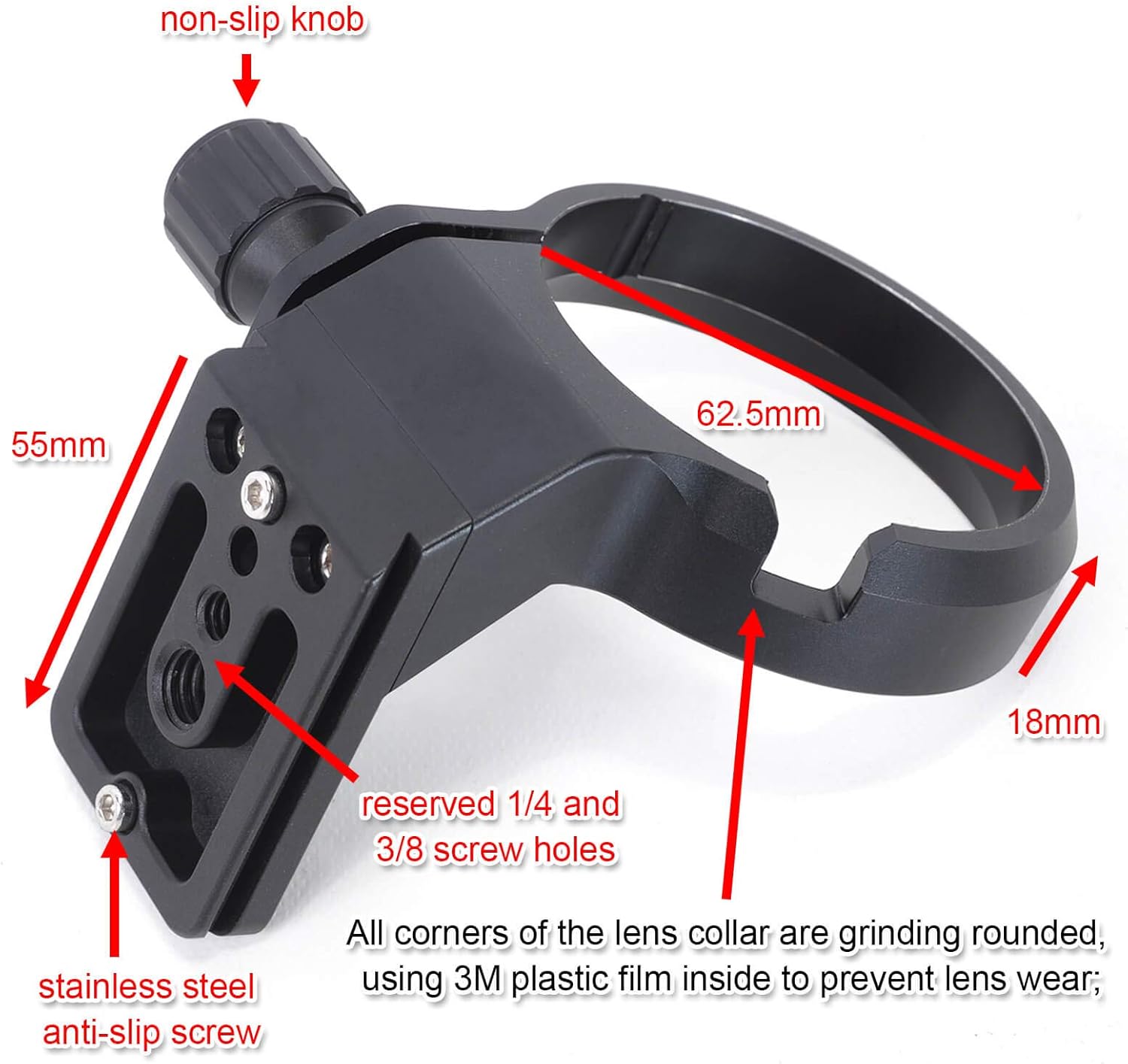 Tripod Mount Ring Lens Collar Support for Sony FE 135mm f/1.8 GM SEL135F18GM (G Master) Full Frame E-Mount Lens, Built-in Arca Type 55mm Quick Release Plate for Arca-Swiss Wimberley Tripod Head