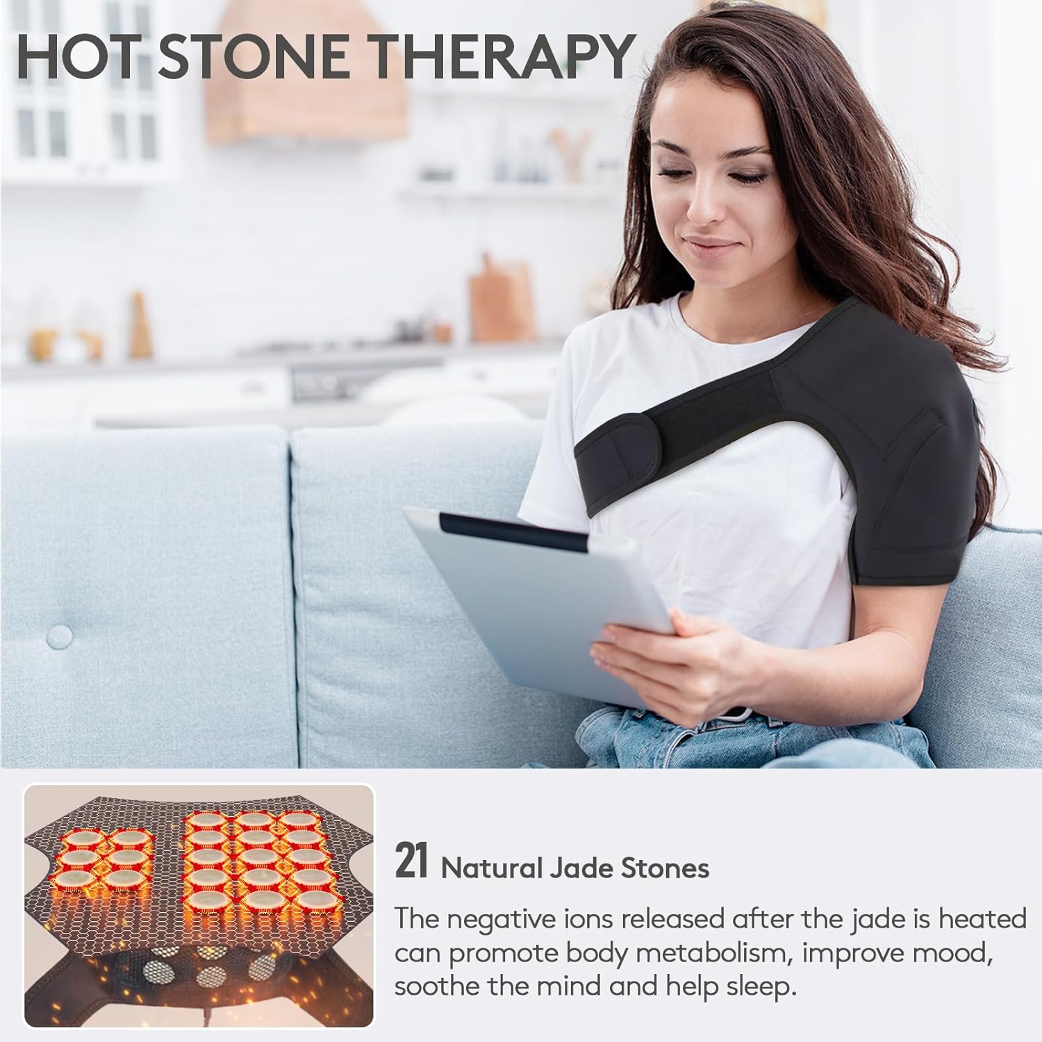 UTK Shoulder Heating Pad for Women, Far Infrared Heating Pads for Shoulder with Natural Jade & Smart Controller - Shoulder Portable Heating Pads for Rotator Cuff Pain