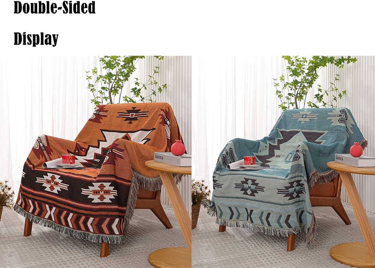 Hopstar Aztec Throw Blanket Navajo Indian Blankets and Throws Boho Western Decor Couch Cover Blanket for Bed Sofa Living Room Beach Travel 51"x63" (Brown, 51"x63") - Image 2