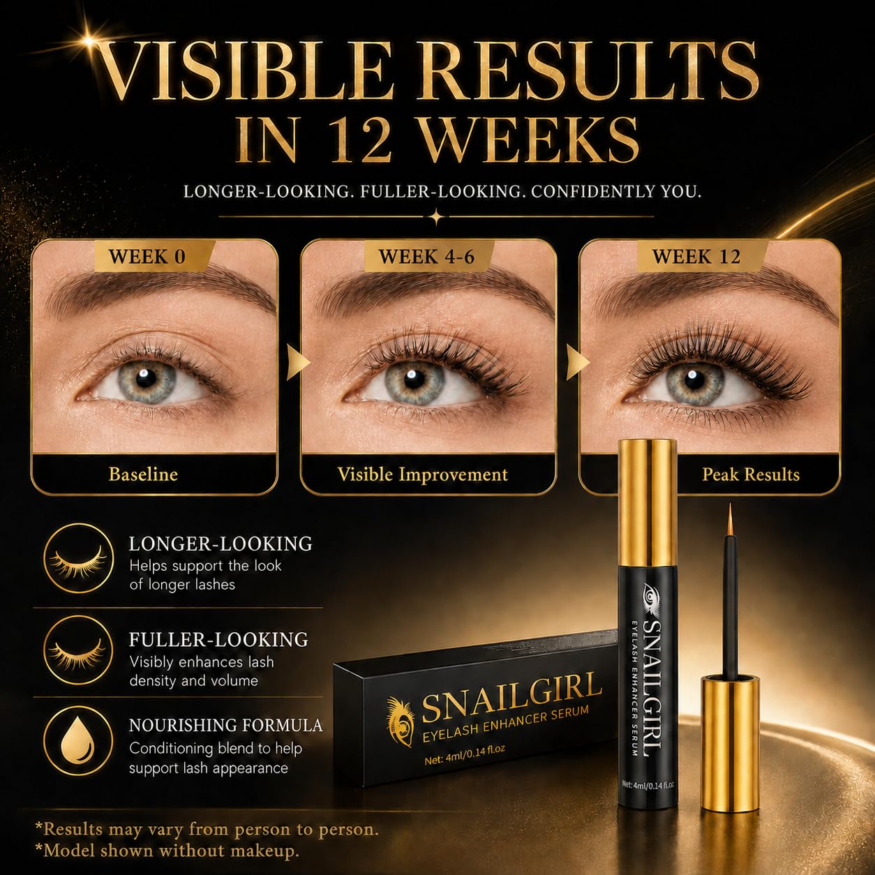 Lash Serum - Fuller & Longer Looking Eyelashes, Advanced Lash Enhancing Treatment for Natural Lashes, Extensions & Eyebrows, Vegan & Cruelty-Free