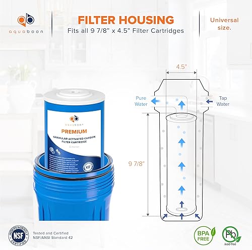 Miniatura 2 de Aquaboon Cartucho de filtro de agua de carbón activado granular de 5 micras de 10 x 4.5 pulgadas, repuesto de filtro de agua para toda la casa,