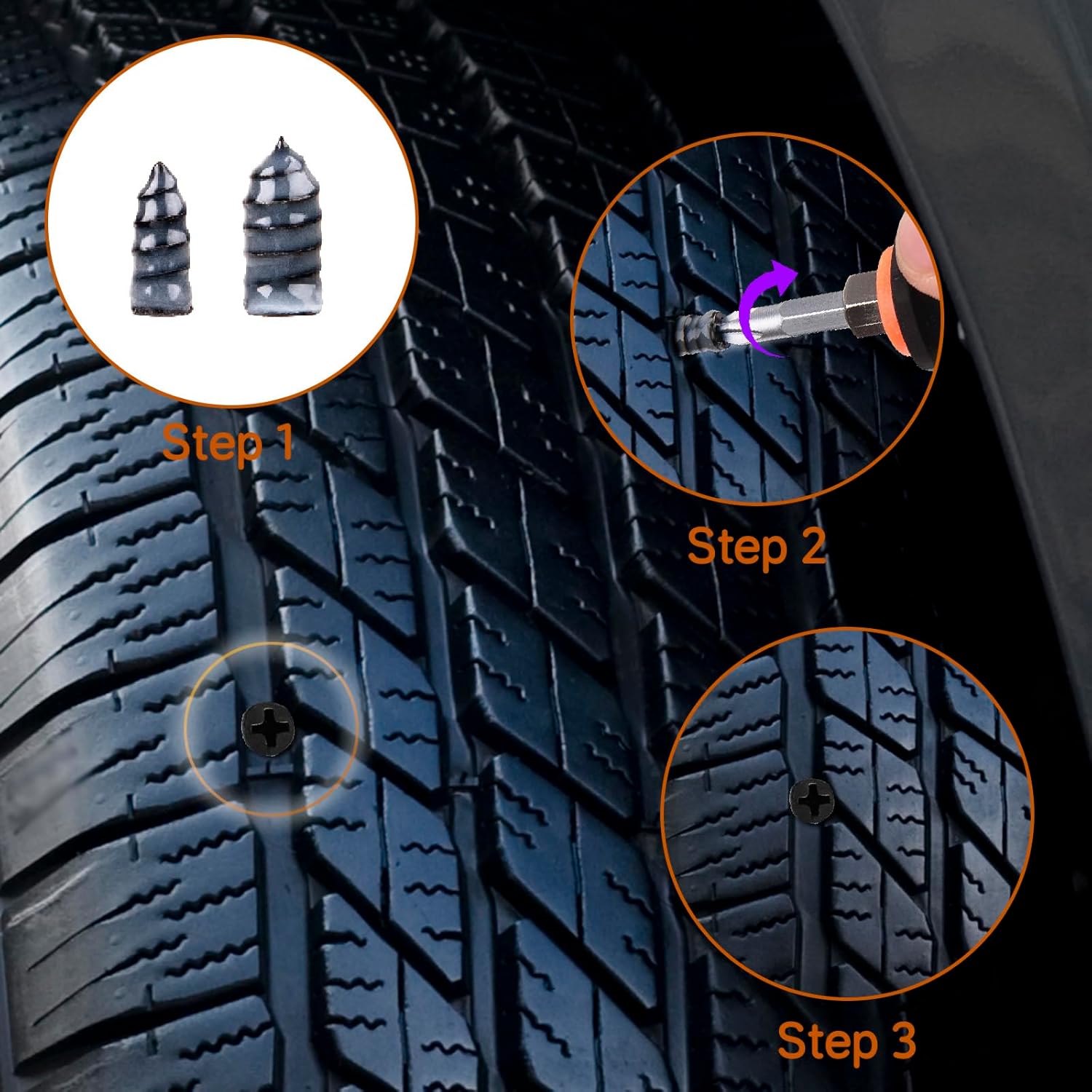 100PCS tire Screw Plug Repair kit – No Tire Removal Needed, tire sidewall Repair kit, Patch Plug Tools & Portable Storage Bag – Quick Flat Tire Fix for Car, Truck, Motorcycle & SUV - Image 5