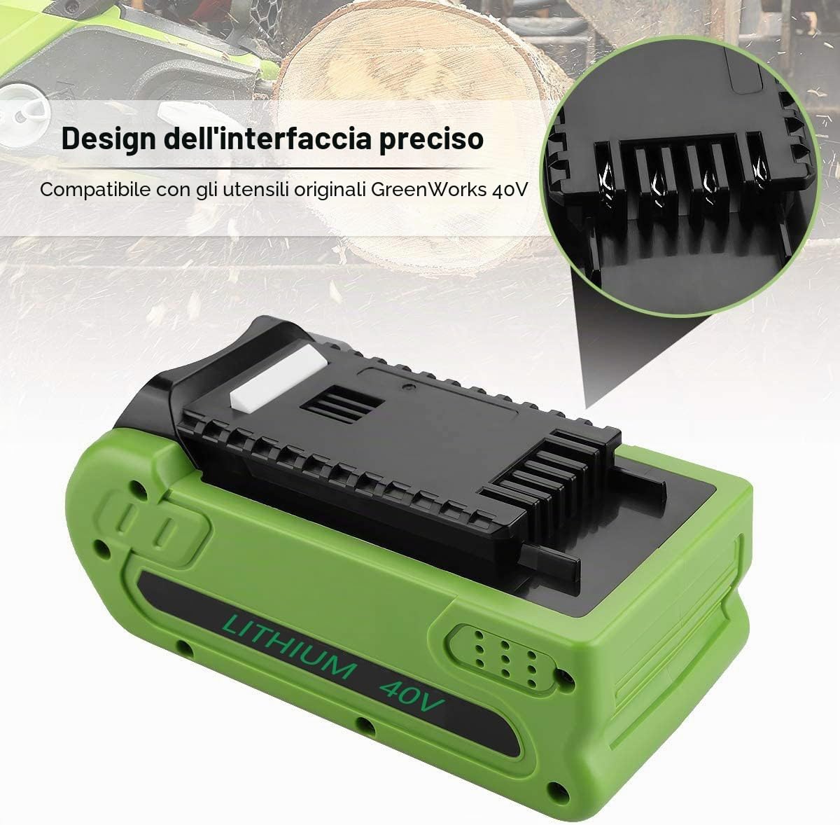 Batteria di ricambio agli ioni di litio G40B2 da 40 V 2 Ah per GreenWork 40 V G-MAX 29472 29462 29252 20202 22262 25312 25322 20642 22272 27062 21242