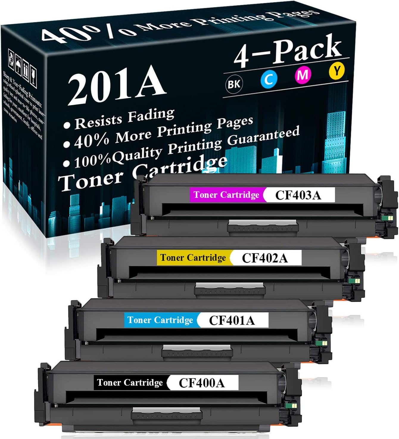Buy 4-Pack (BK/C/Y/M) 201A | CF400A CF401A CF402A CF403A Toner Cartridge  Replacement for HP Color Laserjet Pro MFP M277dw MFP M277n MFP M277c6  M252dw M252n M277 M252 Printer,Sold by TopInk Online in