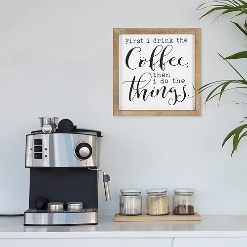 Miniatura 2 de SANY DAYO HOME Letrero de café con marco de madera rústica, 12 x 12 pulgadas, decoración de pared para el hogar, cocina, barra de café