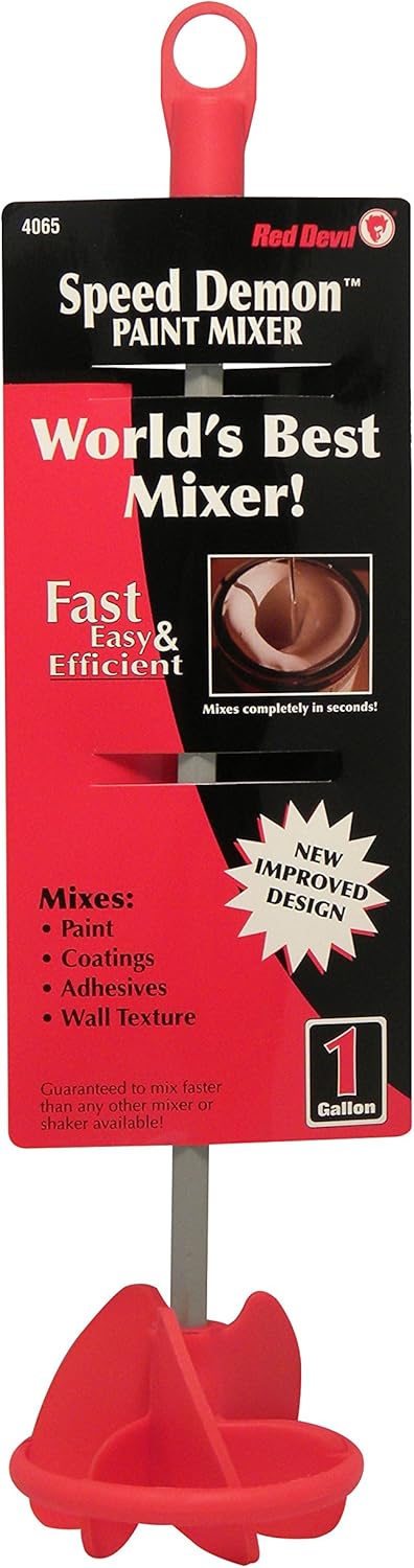 Red Devil 4065 Speed Demon 1 Gallon Paint Mixer - Heavy Duty for Paint, Mud, Textures & Adhesives | Fits 500-1500 RPM Drills