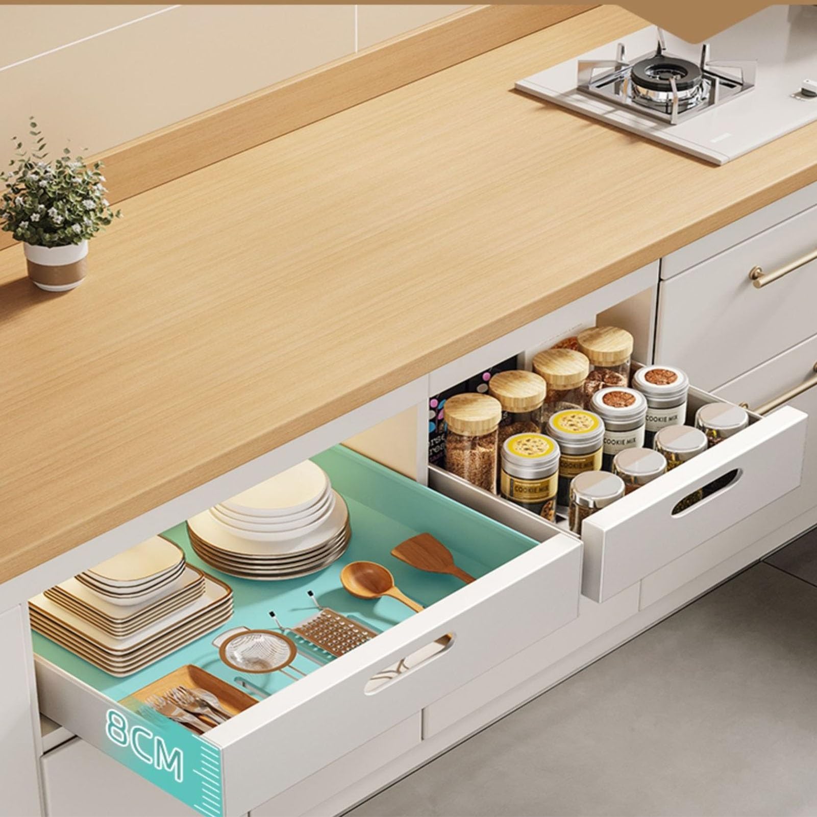 Uittrekbare Kastorganizer, Koolstofstaal Soepel Glijdend Stil Uitschuifbaar Opbergrek Gootsteenplank, Uitrolplankopslag Geen Boren voor Keuken Badkamer Pantry Garderobe