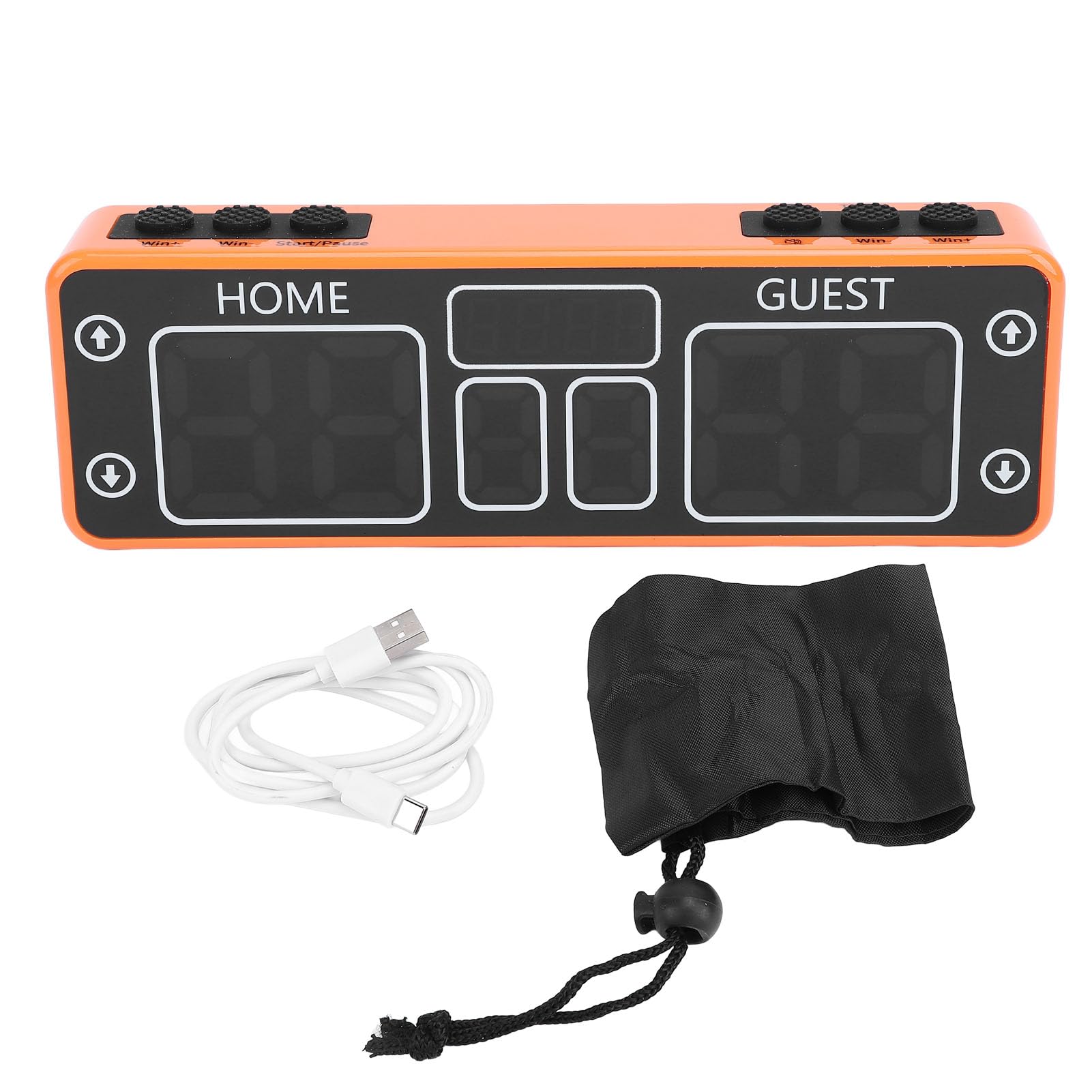 FUZHUI Digital Scoreboard, LED Electronic Score Keeper with Countdown Timer, 2000mAh Battery Powered for Indoor Outdoor Basketball Games (Orange)