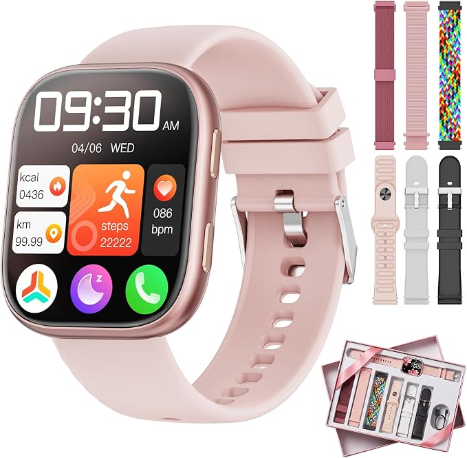 Mingtawn Smartwatch para Mujer con 7 Correas, Llamadas Bluetooth y 100+ Modos Deportivos
