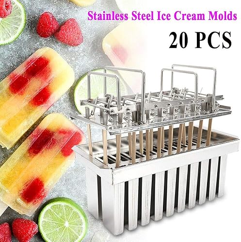 Miniatura 2 de Popsicle Molds, 20pc Stainless Steel Molds Ice Cream Pop Ice Pop Lolly Popsicle Bars Stick Holder for DIY Frozen Ice Cream