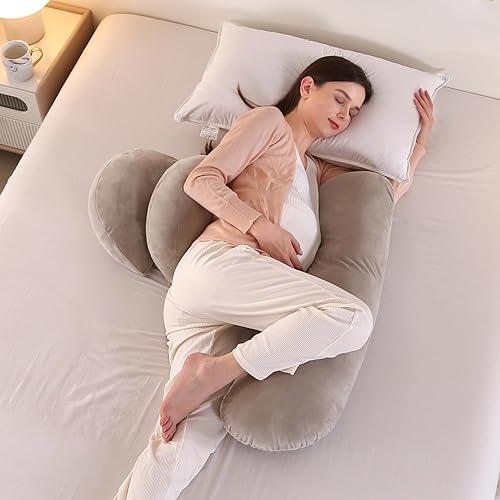 Almohadas de embarazo para dormir, almohada de maternidad de terciopelo para embarazo, almohada corporal para espalda, piernas, vientre, caderas de disponible en Yaxa Venezuela