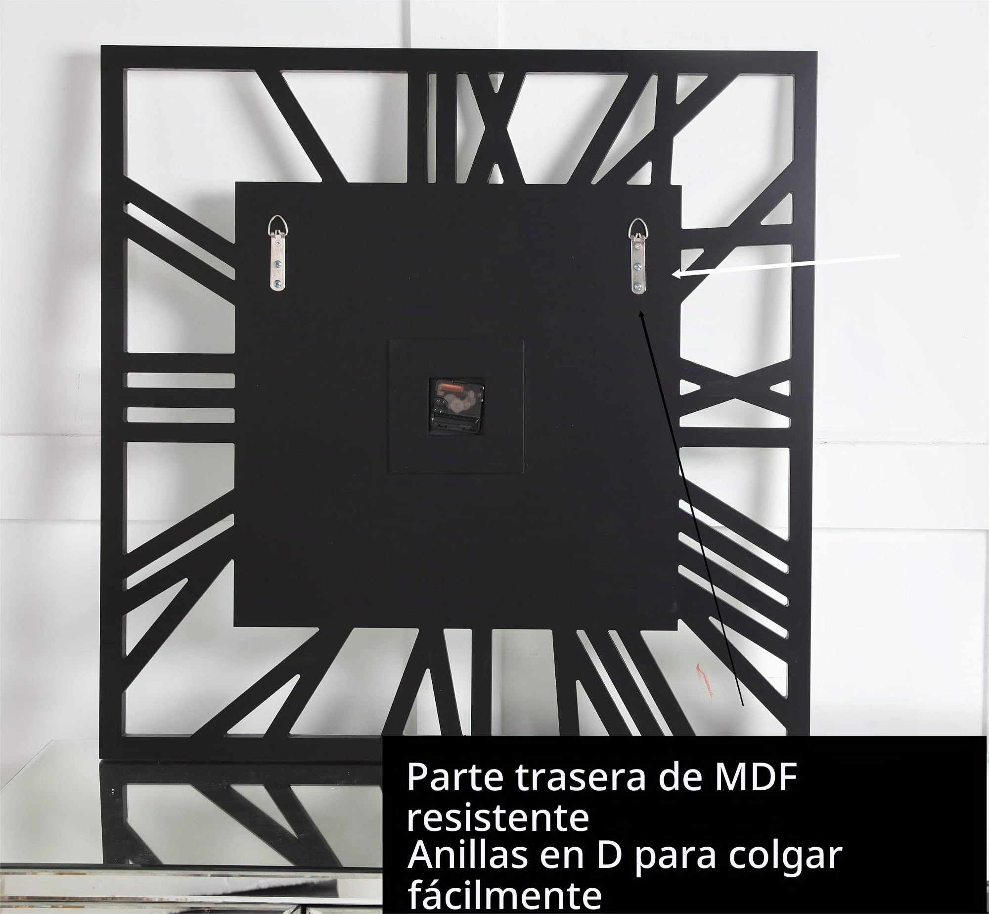 SHYFOY - Reloj de pared cuadrado grande y moderno, 60 cm, silencioso, casi sin tic-tac con pilas, espejo de cristal, números romanos, para sala de estar, dormitorio, cocina, decoración de pared