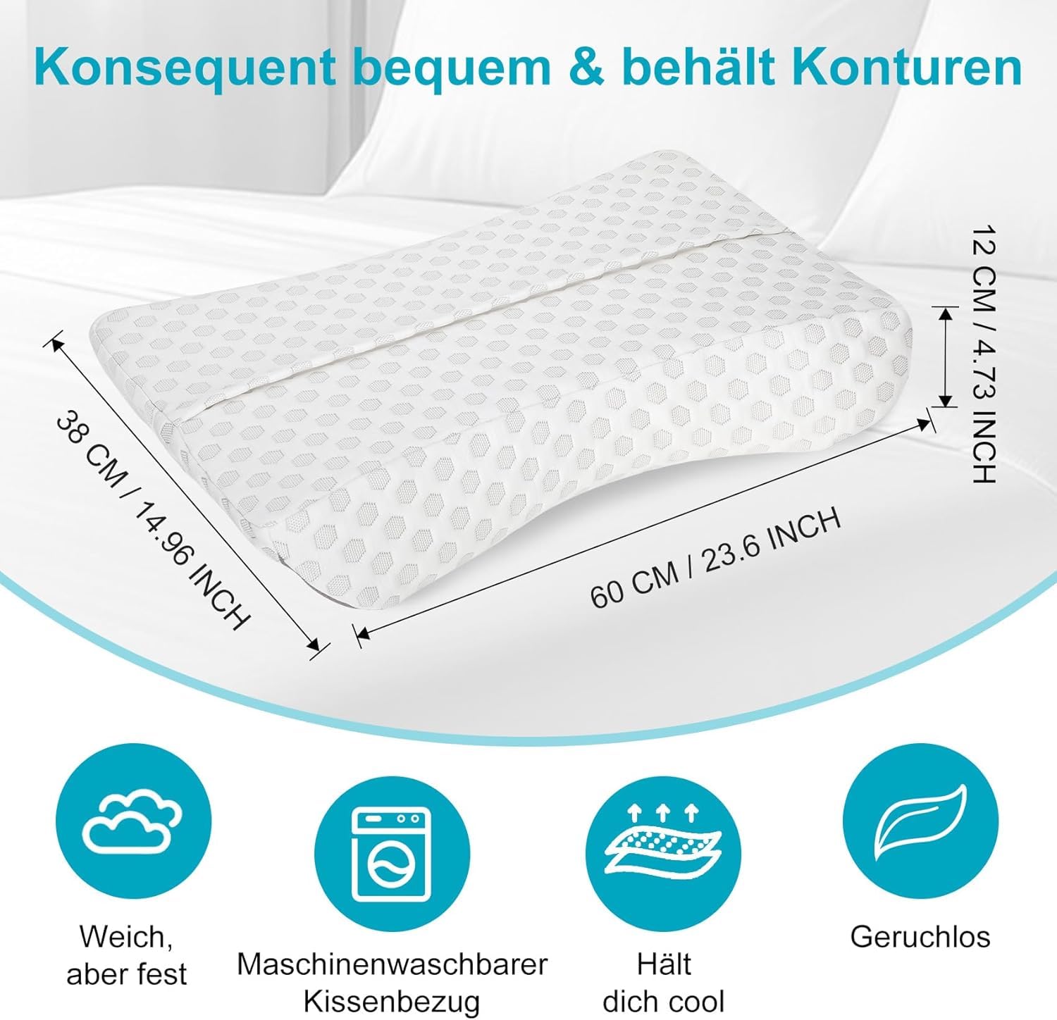 Cuscino CPAP per tutti i tipi di maschere, riduce le uscite d'aria e la pressione della maschera, cuscino in memory foam CPAP adatto per apnea del sonno, cuscino per dormire sul fianco, schiena