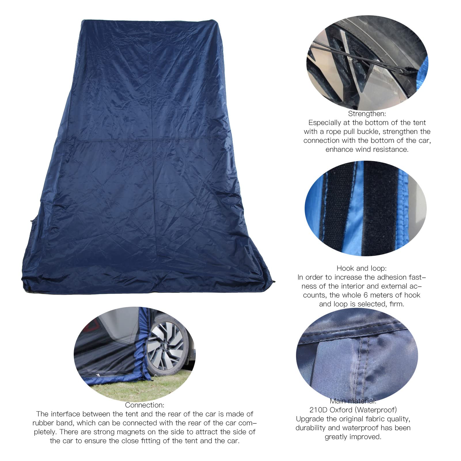 Tenda SUV - Realizzata in Tessuto Oxford 210D Impermeabile, Design Perfettamente Aderente con Connettori in Elastico, Chiusura a Strappo, Resistenza Al Vento Migliorata,