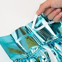 Vista 2 de 2 Pack 3.2x8.2ft Tinsel Foil Fringe Curtains, Streamers Backdrop Curtains with Adhesive, Photo Booth Background - Home Wall Window Decorations for