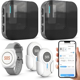 DAYTECH Notrufknopf für Senioren auf Handy, WiFi Tuya Smart Senioren Notfallknopf Alert System, Hausnotruf für ältere Patienten Behinderte,Kinder SOS Notruf(2 Schwarze Empfänger+1 Armband+2 Tasten)