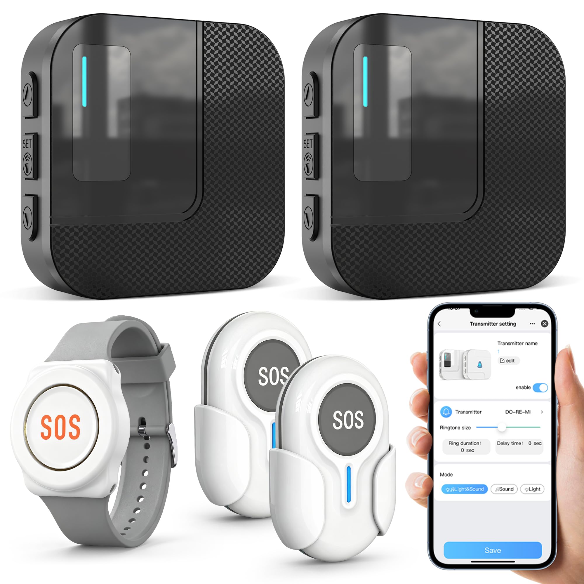 DAYTECH Botón de llamada de emergencia portátil WiFi Tuya Smart seniors, sistema de alerta para personas mayores y discapacitadas, SOS para niños