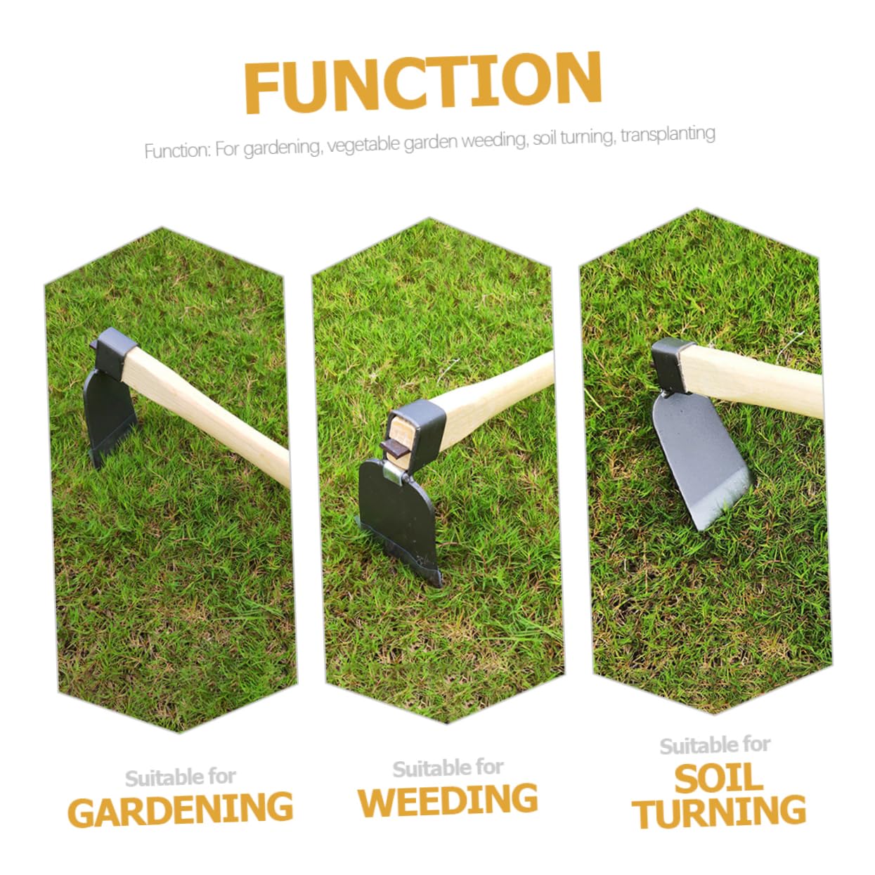 BESPORTBLE 2 Stück Gartenhacke Gehärtetem Vollstahl Ergonomischer Holzgriff Unkrautwerkzeug zum Jäten und Auflockern Gartenarbeit und Pflanzenpflege