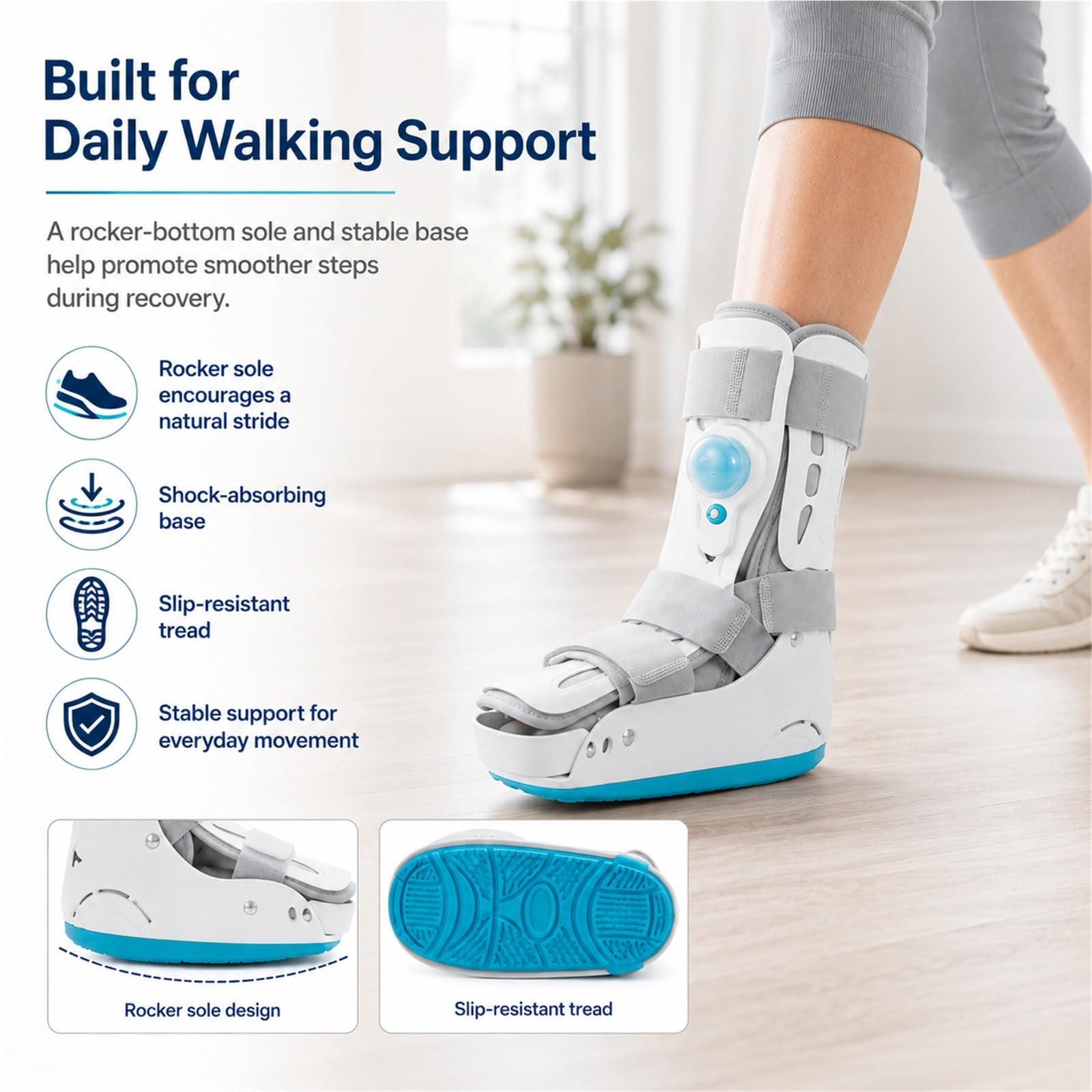 Tutore Ortopedico Caviglia Air Cam Walker Boot Stivale per Fratture Gonfiabile per Rottura Tendine d'Achille Slogature Distorsioni e Recupero Post Operatorio(M)