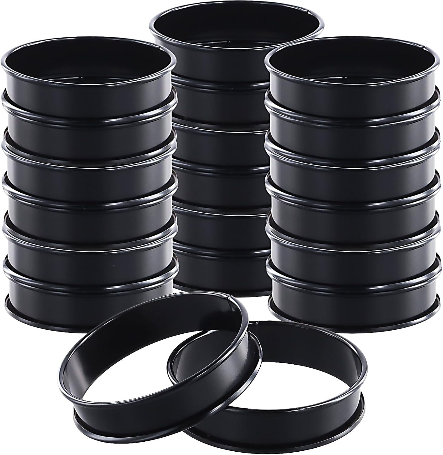 Amazon.com: HOIGON 20PCS 4 Inch Black Crumpet Rings, Round Double ...