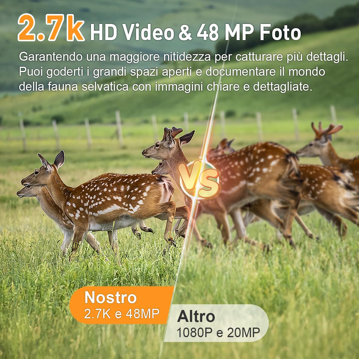 XTU Fototrappola WiFi 2.7K 48MP con Scheda SD 64GB,Fototrappola Notturna con 950nm IR LED Visione 120° Ultra Grandangolo,Velocità di Trigger 0,2S, Foto trappola per videosorveglianza Impermeabile IP66