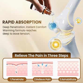 Natural Relief Massage Roll On Oil, Pure Botanical Essential Oil for Sore Joint & Muscle, Arthritis Discomfort Soothing for Knee Shoulder Hand, Non Greasy Portable Design (1PCS)